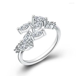 Cluster Rings Trendy 925 Silver Jewellery With Zircon Gemstones Flower Shape Open Finger Ring For Women Wedding Party Ornaments Wholesale