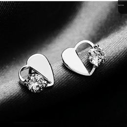 Stud Earrings Wholesale 5 Classic Hollow Heart Inlaid Zircon Ladies Girl Fashion Urban Small Fresh Crystal