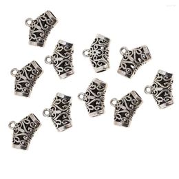 Pendant Necklaces 10x Tibetan Silver Bail Tube Beads Carved Spacer Bead Hanger