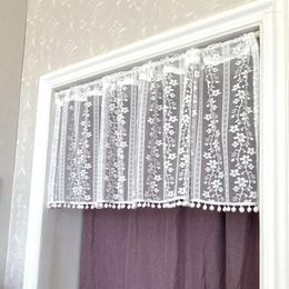 Curtain White Transparent Lace Curtains Roman Short Flowers For Cabinets Coffee Shops Kitchens Decorative