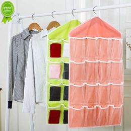 New Hot 16 Pockets Wardrobe Pockets Clear Hanging Bag Socks Bra Underwear Stationery Rack Hanger Storage Saving Space Tidy Organiser