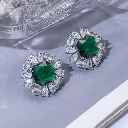 Stud Earrings WPB Advanced Women Shiny Emerald Vintage Female Luxury Jewellery Bright Zircon Design Girl Gift Party