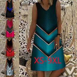 Casual Dresses Women's Fashion Loose Sleeveless Print Dress Summer Sexy Mini Plus Size XS-9XL