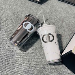 COCO Channel STRAW CUP Sakura black white straw coffee 320ML cold water mug In-car Out door portable Accompanying cup Christmas Present