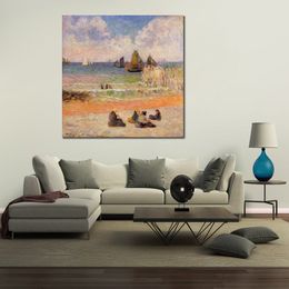 Symbolic Canvas Art Bathing Dieppe Paul Gauguin Painting Handcrafted Modern Landscapes Hotels Room Decor