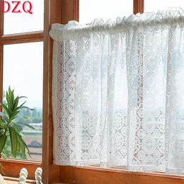 Curtain French Retro Lace Short Curtains Kitchen Semi-Blackout White Hollow Half Partition Cabinet Block #A089