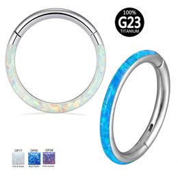 Navel Bell Button Rings 1Pc G23 612mm Opal Nose Ring Hoop Septum Clicker Hinged Segment Ear Cartilage Tragus Helix Lip Piercing Body Jewellery 230628