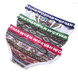 Underpants 3Pcs/Lot Mens Boho Underwear Briefs Sexy Men Panties Bulge Pouch Jockstraps Bohemian Style Lingerie Wholesale