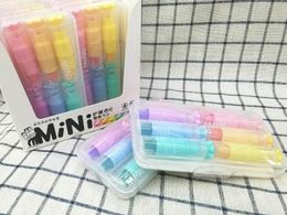 Pens 12 box/lot Mini Candy 6 Colours Highlighter Set Creative Drawing Painting Art Marker Pen School supplies Stationery gift