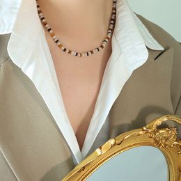 Colar de pingente de luxo fashion designer de joias olho de tigre correntes de pérolas reais de água doce colares de jade branco para mulheres festa lady black agate joias diárias