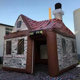 2023 arrival 5x5m inflatable pub with chimney movable house tent party bar for outdoor entertainment