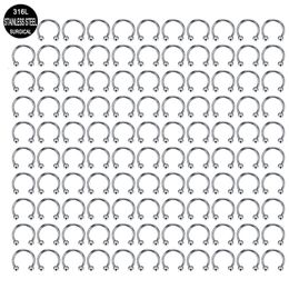 Navel Bell Button Rings Wholesale 100PCSLot Steel Nose Ring Hoop Nostril Piercing Septum Horseshoe Fake Body Jewellery 16G 12mm 230628