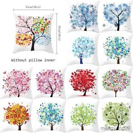 Cushion/Decorative Colourful Tree Printing Decorative Colourful Tree Case Tree Pattern Cover R230630