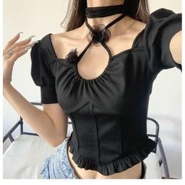 Women's Blouses Spicy Girl 3D Flower Summer Woman Irregular Ruffles Spliced Blusas Verano 2023 Mujer Short Sleeve Women Dropship