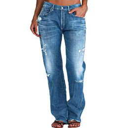 Stretch Women's Jeans 2023 Trend Blue Hight Waist Ripped Casual Fashion Streetwear Denim Pencil
