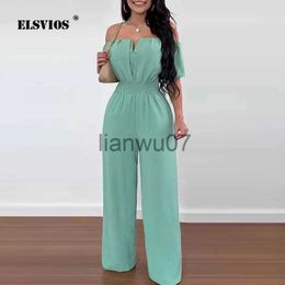 Womens Jumpsuits Rompers Summer Lady New Sexy Offshoulder Short Sleeves Jumpsuits Casual Solid Colour Elegant Commute Elastic Waist Straight Pants Romp J230629
