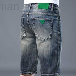 Men's Jeans designer Summer casual jeans, men's slim fitting cotton stretch shorts with small feet, Korean version of high-end European style big cow pants, capris 0IDI