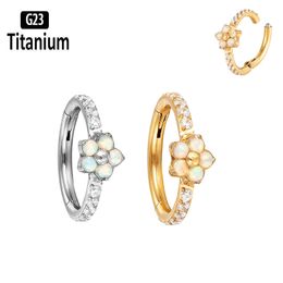 Navel Bell Button Rings 1PC G23 Earrings Zircon Opal Hoops Nose Septum Hinged Segment Conch Cartilage Tragus Helix Piercing Jewellery 230628