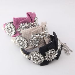 Hair Clips Bowknot Tassel Rhinestone Headband Fashion Exaggerated Multi-layer Fabric Inlaid Pearl 912