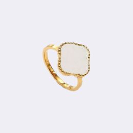 flower four leaf Charm ring Women Clover Designer rings 18k Gold Plated Versatile Jewellery for woman Luxury rings for women Party Gift Aesthetics Geometric ring