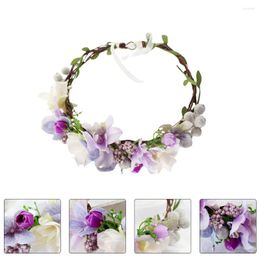 Pendant Necklaces Artificial Garland Headband Lifelike Wreath Headdress Woman Realistic Purple Flowers