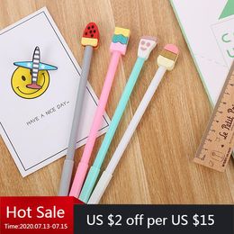 Pens 40 pcs Creative silica gel head ice cream neutral pen cute cartoon learning stationery office supplies