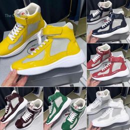 Perfect Americas Cup High-top Sneakers Shoes Men Casual Walking Rubber Sole Men's Sports Mesh Fabric Patent Leather Outdoor Size 39-45