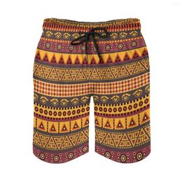 Men's Shorts African Eye Men'S Beach Swim Trunks With Pockets Mesh Lining Surfing Ethnic Striped Pattern Culture Africa Abstract