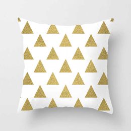 Cushion/Decorative Golden geometric printing square cushion cover car sofa simple home decoration ornaments