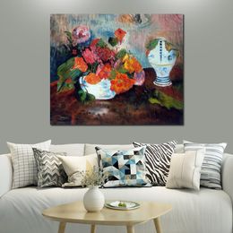 Handmade Paul Gauguin Paintings of The Vase of Nasturtiums Still Life Canvas Art for Office Wall Decor