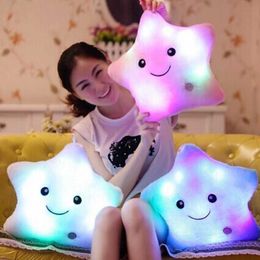 Cushion/Decorative 34CM Creative Toy Luminous Light Cushion Soft Stuffed Plush Stars Cushion LED Light Toys Gift For Kids Children