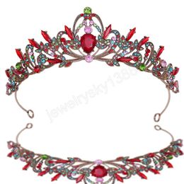 Multicolor Crystal Crown Hair Accessories Tiara For Women Party Colourful Rhinestone Bridal Crown Christmas Hair Jewellery