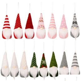 Christmas Decorations Tree Plush Gnome Doll Pendant Hanging Ornament New Year Party Supplies Home Decor Xbjk2108 Drop Delivery Garde Dhtgt