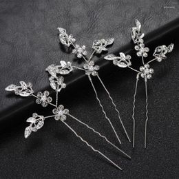 Hair Clips Floralbride Alloy Crystal Rhinestones Flower Leaf Bridal Pin Wedding Sticker Women Girls Bridesmaids Accessories