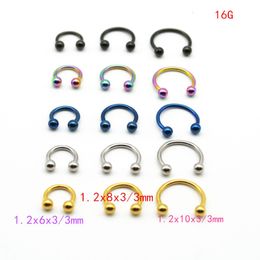 Navel Bell Button Rings Horseshoe 316L Steel Nostril Nose Stud Circular Piercing Ball Body Jewelry CBR Earring 16G 6MM 8MM 10MM 50pcslot 230628