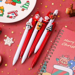 Pens 20Pcs/Lot Cute Christmas Retractable Gel Pen Kawaii Press Ballpoint Pen 0.5mm Black Ink School Stationery Office Sign Pen Gift