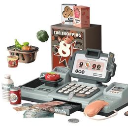 Kitchens Play Food 24Pcs/Set Checkout Counter Role Pretend Play Cashier Electronic Mini Simulated Supermarket Cash Register Kits Toys Kids Girl Toy 230628