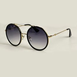 Mode runde Sonnenbrille schwarzer Gold Metall Rahmen graue Gradientin Frauen Sommer Sonnenbrillen Gafas de Sol Sonnenbrille UV400 Brillen mit Kasten