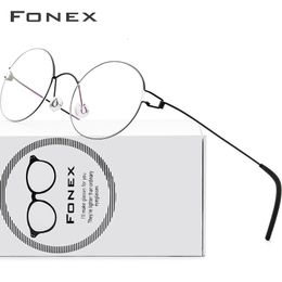 Eyeglass Frame FONEX Screwless Eyewear Prescription Eyeglasses Women Round Myopia Optical Denmark Korean Glasses Men 98607 230628