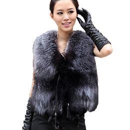 Hot Sale Women Real Fox Fur Vest Winter Warm 100%Natural Real Silver Fox Fur Waistcoat Lady Fashion Genuine Fur