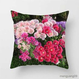 Cushion/Decorative Pink Rose Flower Printing Cushion Cover Case Home Decorative Cushion Covers Sofa Car Chair Home Decor Case R230629