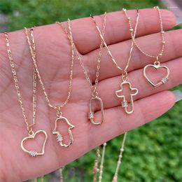 Chains 2023 Simple Supplies Heart Star Moon Cross CZ Charms Pendant Diy Necklace Copper Zircon Accessories Daily Jewelry