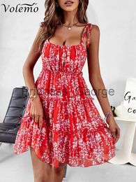 Party Dresses Volemo Floral Dress Aline Dresses 2023 Summer Dress Women Sexy Sling Dress Women Sexy Suspenders Clothes Red Dress x0629