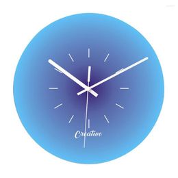 Wall Clocks Modern Round Blue Sunset Clock Silent Non-ticking Gradient Colour Decorative Home Office Decor Gift