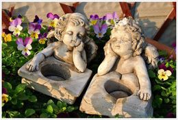 Candle Holders Vintage Holder Angel Cement Garden Decoration Home