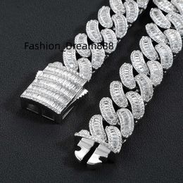 Custom 16mm VVS Moissanit Out Diamond Kette Halskette 925 Sterling Silber Baguette Kubaner