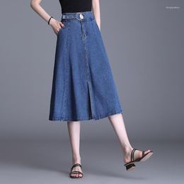 Skirts Women Pleated Tutu Tennis Beach Kawaii Skirt Jupe Punk Short Jeans Blue Cotton Split Fork High Waist Bandage Sexy Summer