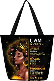 Shopping Bags African American Black Girl Tote Bag Waterproof Shoulder Handbag For Work School Travel Business Beach 230628