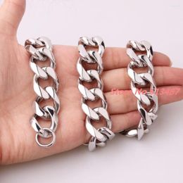 Chains Heavy 19mm 316L Stainless Steel Necklace Silver Colour Cuban Curb Chain Mens Jewellery Christmas Gift 7-40"