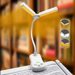 Table Lamps Reading Lamp Dimmable Chargeable Extendable Double Head Flicker-free Illumination Type-C 14LED Amber Book Light Home Supply